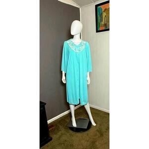 1980’s Aqua Peignoir Set from Shadowline Hand Dyed OOAK Vintage M/L